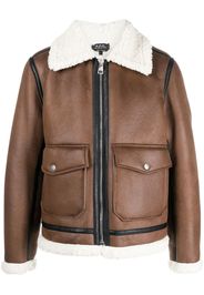 A.P.C. faux-shearling trim bomber jacket - Brown