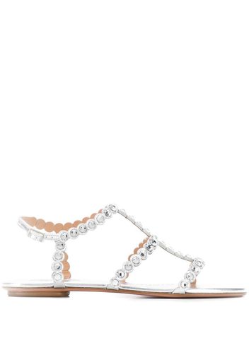 Aquazzura crystal flat sandals - Silver