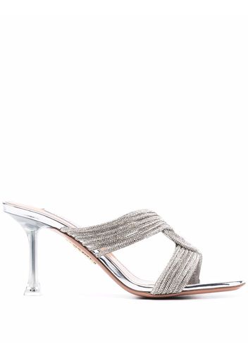 Aquazzura woven-detail high-heel mules - Grey