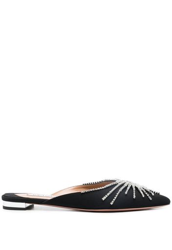 Aquazzura Sunshine crystal-embellished flat mules - Black