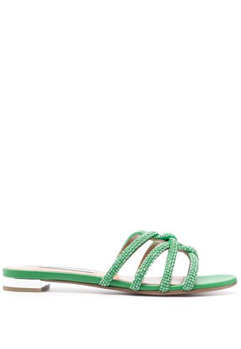 Aquazzura crystal-embellished flat mules - Green