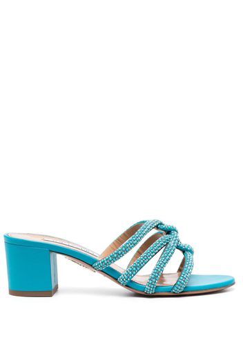 Aquazzura 60mm crystal-embellished leather mules - Blue