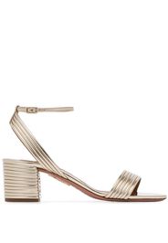 Aquazzura metallic Sundance 50 ribbed leather sandals - Gold