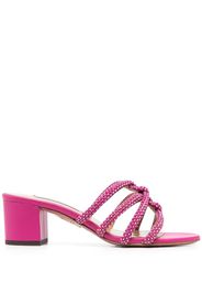 Aquazzura crystal-embellished leather mules - Pink