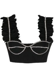 AREA crystal-embellished cropped top - Black