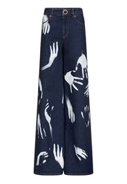 AREA Hand-print wide-leg jeans - Blue