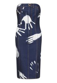 AREA handprint strapless minidress - Blue