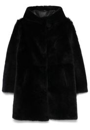 Arma shearling hooded coat - Black