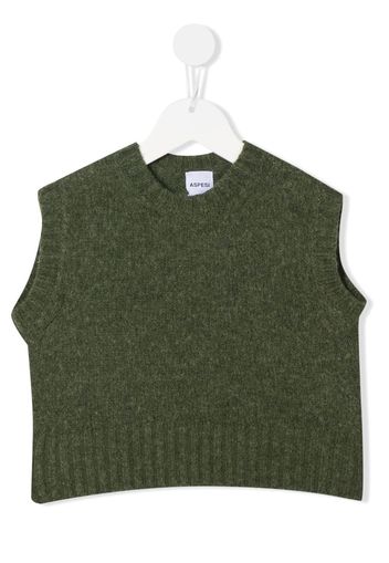 Aspesi Kids purl-knit ribbed knitted vest - Green