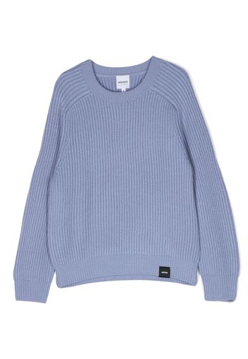 Aspesi Kids logo-patch knitted wool jumper - Blue