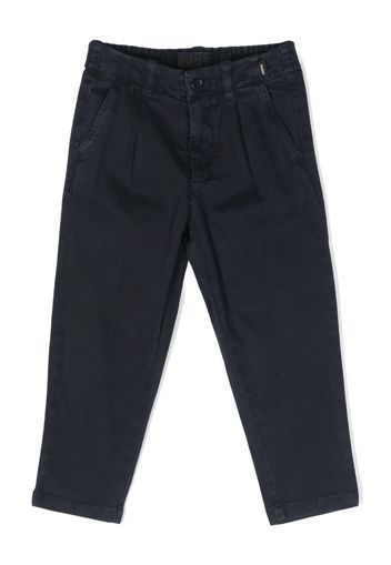 Aspesi Kids logo-patch gabardine straight-leg trousers - Blue