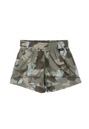 Aspesi Kids camouflage-print shorts - Green