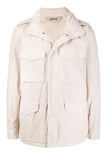 multi-pocket high collar jacket