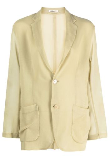 Auralee semi-sheer single-breasted blazer - Green