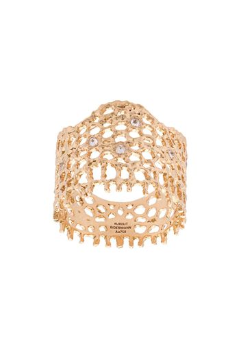 Aurelie Bidermann 18kt yellow gold & diamond lace ring - Metallic
