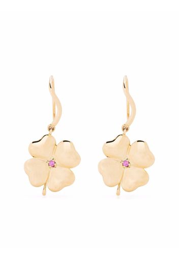 Aurelie Bidermann 18kt yellow gold Pink sapphire Clover earrings