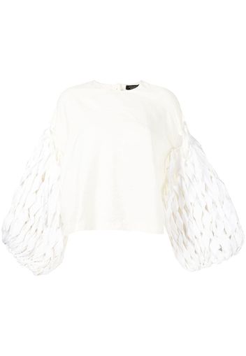 A.W.A.K.E. Mode woven balloon-sleeves poplin blouse - Neutrals