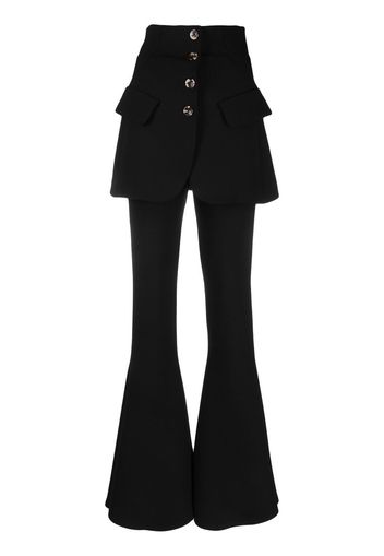 A.W.A.K.E. Mode skirt-detail flared trousers - Black