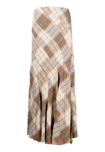 A.W.A.K.E. Mode plaid mermaid maxi skirt - Brown