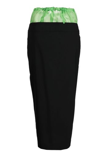 A.W.A.K.E. Mode two-tone drawstring midi skirt - Black