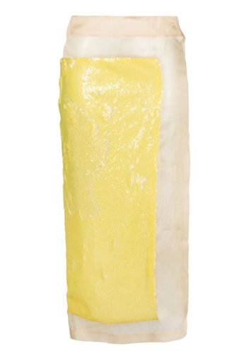 A.W.A.K.E. Mode sequin-embellished semi-sheer silk skirt - Yellow