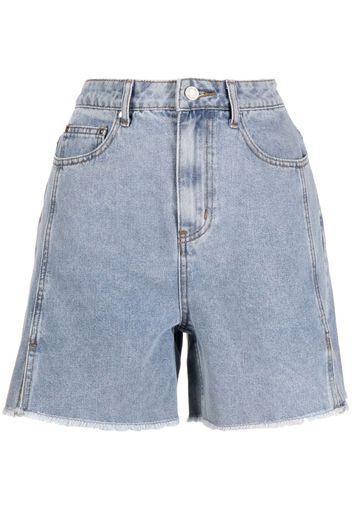 b+ab frayed mid-rise denim shorts - Blue