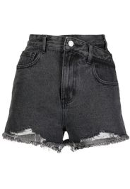 b+ab distressed-effect high-rise denim shorts - Grey