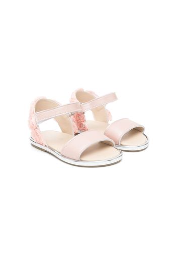 BabyWalker Restraint floral-appliqué metallic sandals - Pink