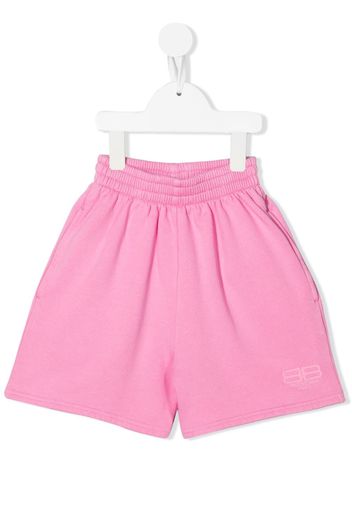 Balenciaga Kids BB Paris Icon logo-embroidered shorts - Pink