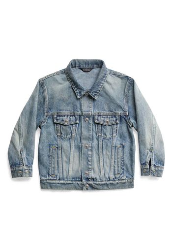 Balenciaga Kids Political Campaign logo-print denim jacket - Blue