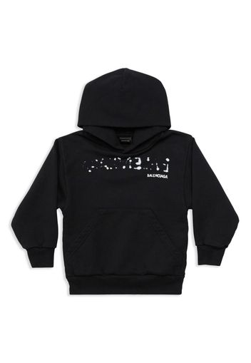 Balenciaga Kids Hand Drawn logo-print hoodie - Black