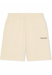 Balenciaga Kids logo-print cotton track shorts - Neutrals