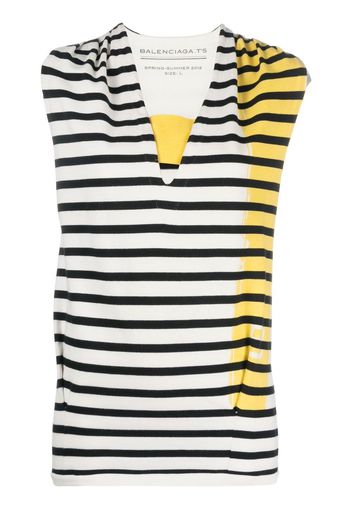 Balenciaga Pre-Owned 2012 V-neck striped top - White