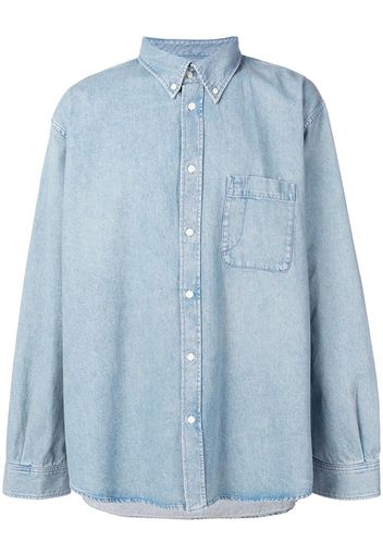 Balenciaga logo printed denim shirt - Blue