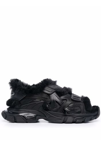 Balenciaga Track faux-fur touch-strap sandals - Black