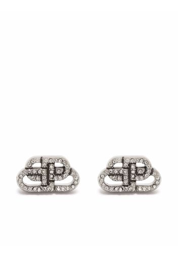 Balenciaga BB rhinestone-embellished stud earrings - Silver