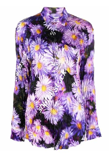 Balenciaga floral-print crinkled shirt - Purple