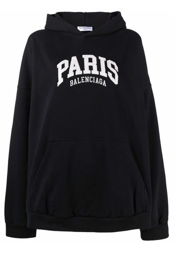 Balenciaga logo-print pullover hoodie - Black