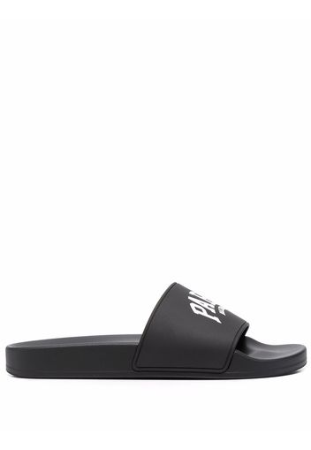 Balenciaga logo-print slides - Black