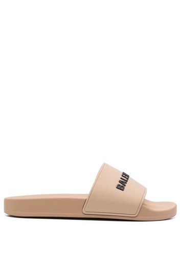 Balenciaga raised-logo slides - Neutrals