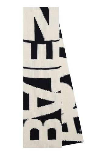 Balenciaga logo-print wool scarf - Black