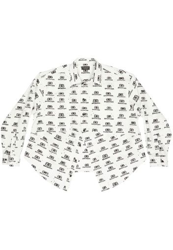 Balenciaga logo-print long-sleeve shirt - White