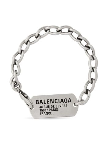 Balenciaga logo-tag cable-link bracelet - Silver