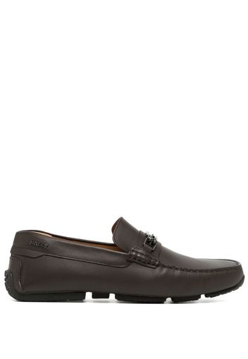 Bally double B logo plaque loafers - Brown