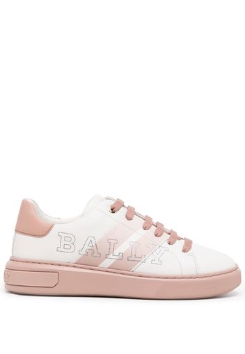 Bally glitter-logo side-stripe sneakers - White