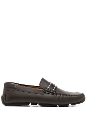 Bally logo-plaque almond toe loafers - Brown