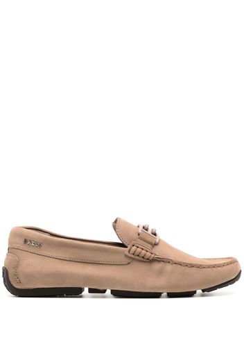 Bally logo-plaque almond toe loafers - Brown