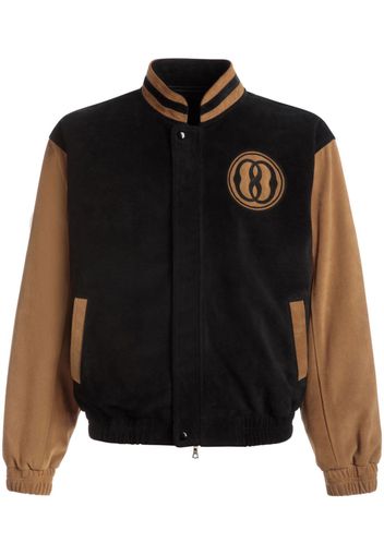 Bally logo-patch suede bomber jacket - Black