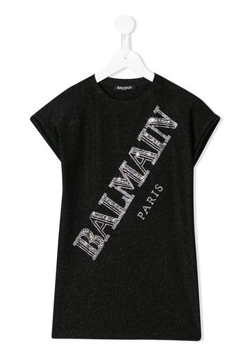 Balmain Kids logo T-shirt dress - Black ...