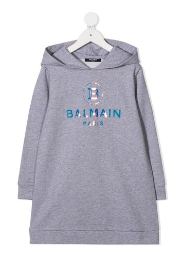 holographic logo hooded dress